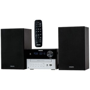 Philips Bluetooth Stereo System for Home with CD Player, MP3, USB, Audio in, FM Radio, Bass Reflex Speaker, 18W, Remote Control Included