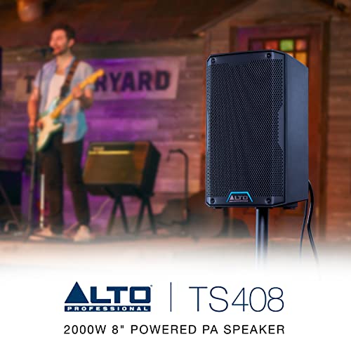 Alto Professional TS408 - 2000W 8" Powered PA Speaker with 3 Channel Mixer, Bluetooth Streaming, Wireless Loudspeaker linking, DSP and Alto App