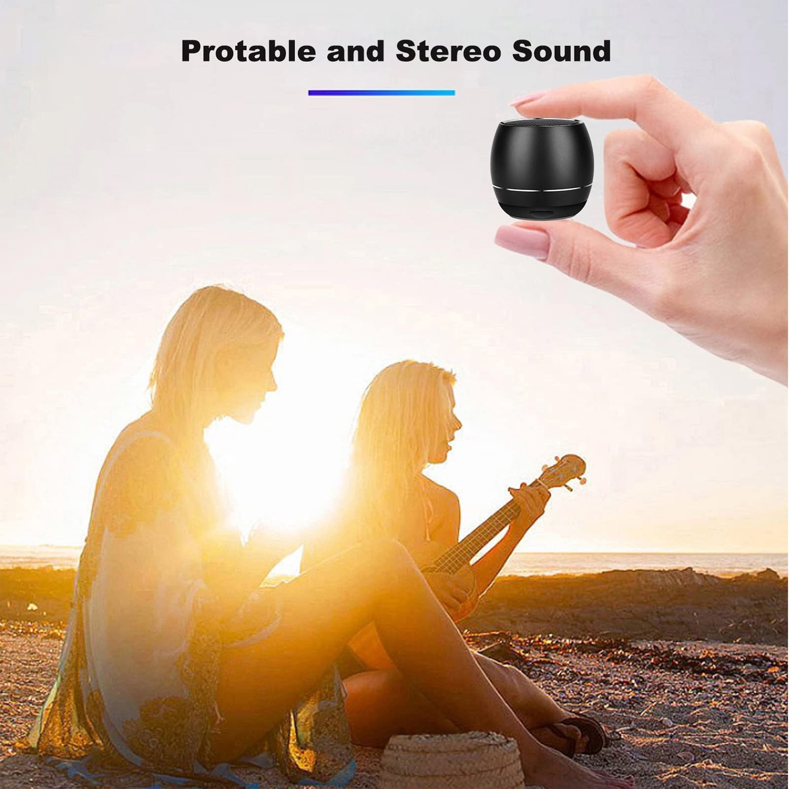 Aresrora Portable Bluetooth Speakers,Outdoors Wireless Mini Bluetooth Speaker with Built-in-Mic,Handsfree Call,TF Card,HD Sound and Bass for iPhone Ipad Android Smartphone and More (Rose Gold)