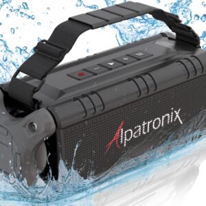 Alpatronix Bluetooth Speaker 60W(80W Max), IPX6 Waterproof, Portable Wireless, 8000mAh Power Bank, Handsfree, Shockproof, TWS, DSP, Stereo, Subwoofer, TF Card, NFC, AX500, Indoor&Outdoor –Black Gray