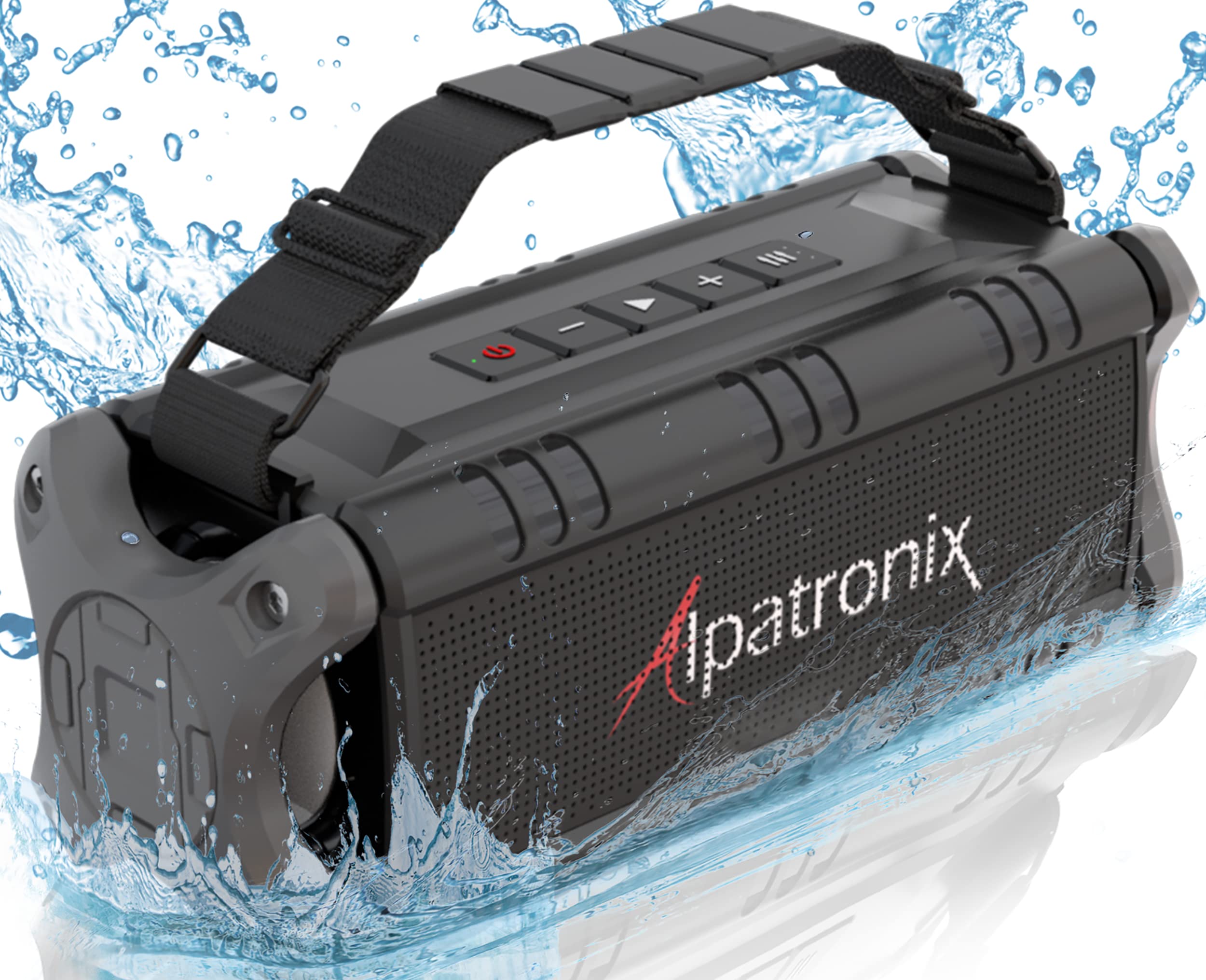 Alpatronix Bluetooth Speaker 60W(80W Max), IPX6 Waterproof, Portable Wireless, 8000mAh Power Bank, Handsfree, Shockproof, TWS, DSP, Stereo, Subwoofer, TF Card, NFC, AX500, Indoor&Outdoor –Black Gray