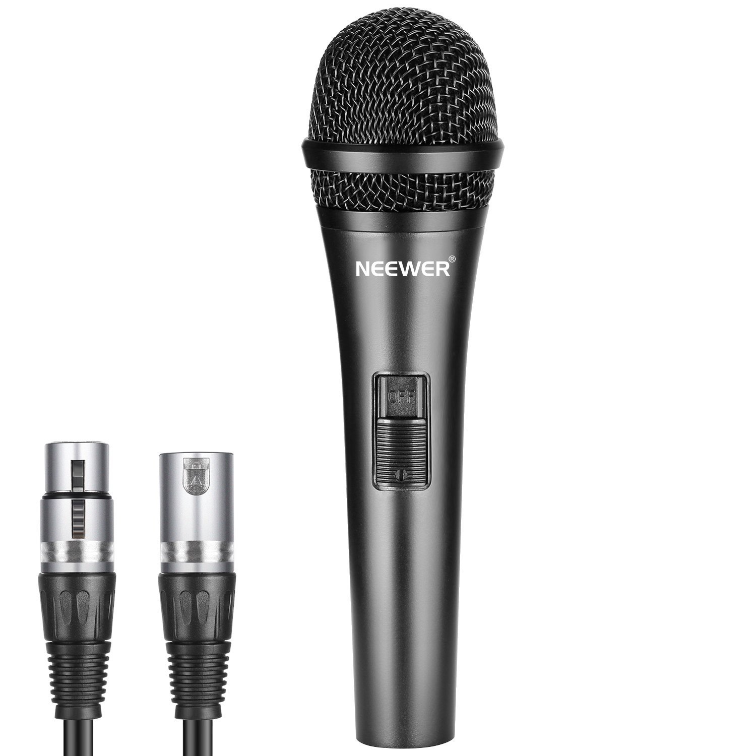 Neewer Cardioid Dynamic Microphone with XLR Male to XLR Female Cable, Rigid Metal Construction for Professional Pickup of Musical Instruments, Voice, Broadcasting, Speech, Black (NW-040)