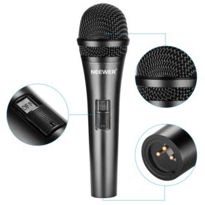 Neewer Cardioid Dynamic Microphone with XLR Male to XLR Female Cable, Rigid Metal Construction for Professional Pickup of Musical Instruments, Voice, Broadcasting, Speech, Black (NW-040)