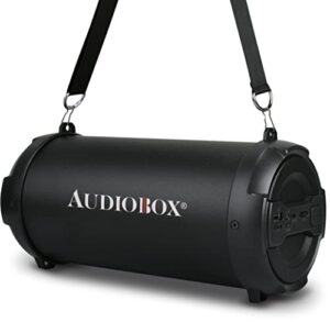 audiobox subzooka boombox portable bluetooth speaker deep bass with radio, fm, usb, aux, 3" woofers (black)