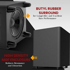 PyleUsa Active Down Firing Subwoofer - 10 Inches, Ported Design with High-to-Low Input Level Controller, Invisible Down-Firing Speaker, Color Black, Built-in Convenience - PSUB10A