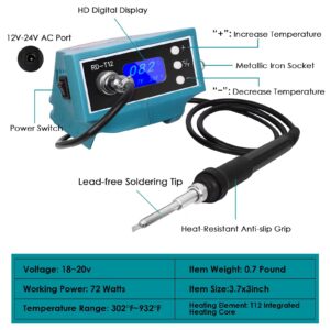 Cordless Soldering Iron Station for Makita 18V Max Battery (Battery NOT Included) with Digital Display, Auto-Sleep, °C/°F Conversion, Welding Tool for DIY, Appliance Repair, Watch Repair, Wire Welding