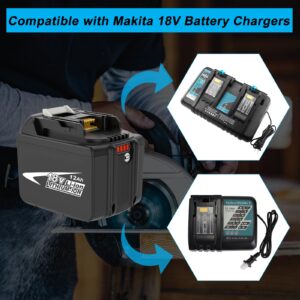 BEKBEKWAY Replacement for Makita 18v Battery 12.0Ah Compatible with Makita Battery 18v Compatible with Makita 18 Volt Battery BL1815 BL1830 BL1860 BL1850 BL1840 BL1890