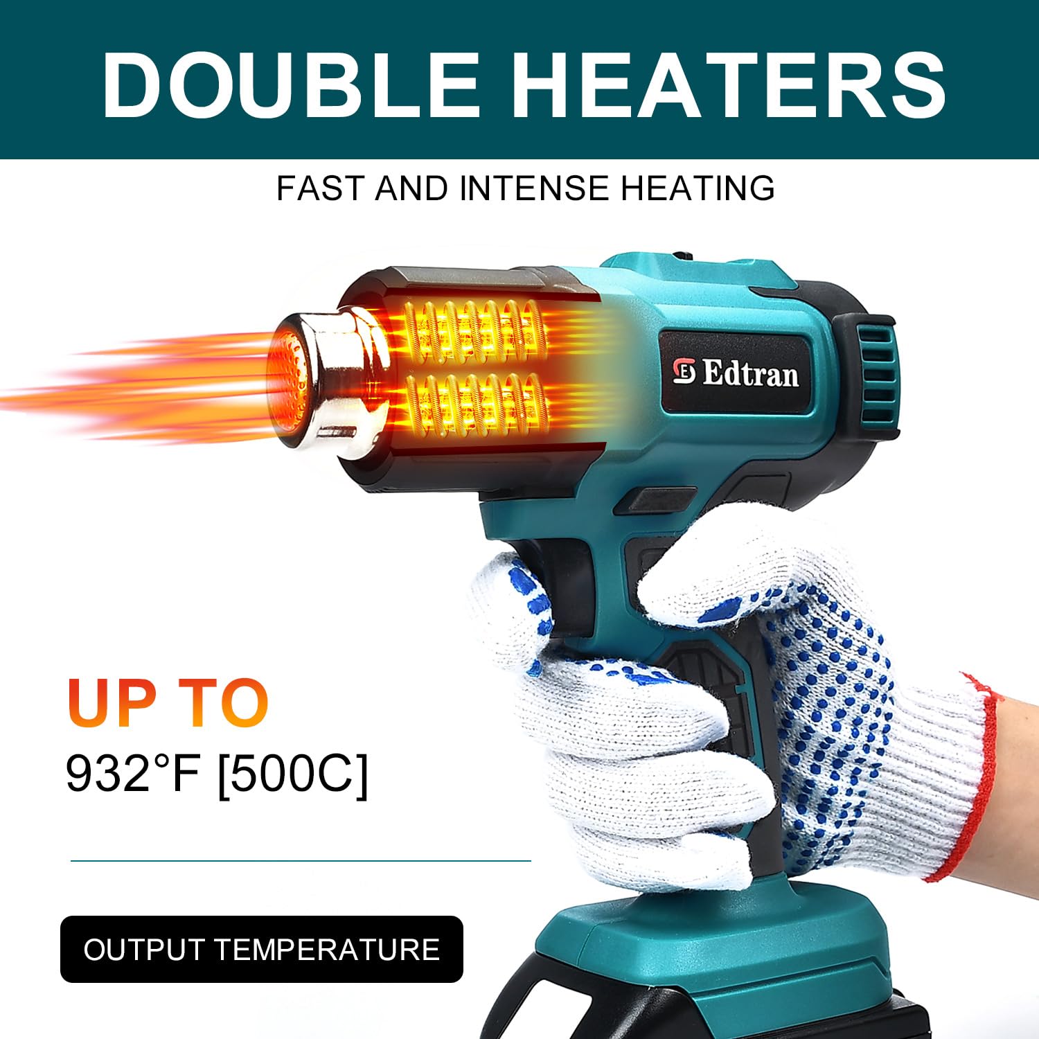 Cordless Heat Gun, Hot Air Gun Compatible for Makita 18V Volt LXT Battery, 3 Nozzle, 2-Temp Setting Max 932°F(500°C) Heat Gun for Crafts, Shrink Tubing, Resin & Decorating(No Battery)