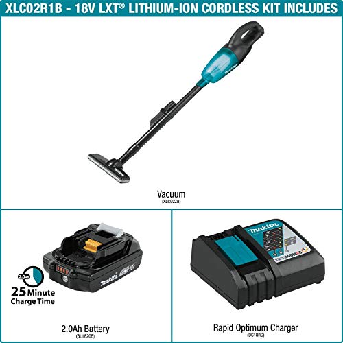 Makita XLC02R1B 18V LXT Lithium-Ion Compact Cordless Vacuum Kit (2.0Ah)