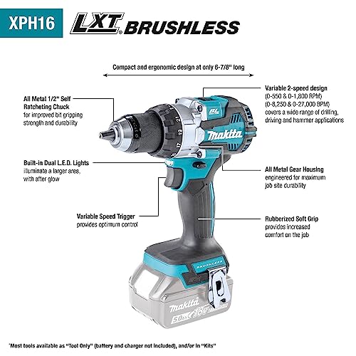 Makita XT296ST 18V LXT® Lithium-Ion Brushless Cordless 2-Pc. Combo Kit (5.0Ah)