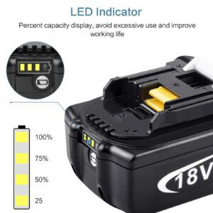 LabTEC BL1860 18V 6000mAh Lithium Battery Replacement for Makita 18V BL1860B BL1850 BL1840 BL1850B-2 BL1845 BL1830 BL1820 BL1815 LXT-400 Cordless Power Tools Batteries with LED Indicator (1 Pack)