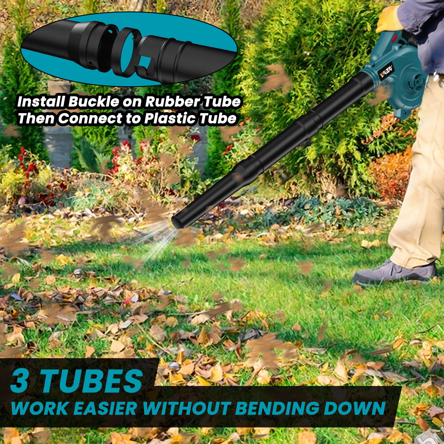 Cordless Leaf Blower for Makita 18V Battery,Electric Jobsite Air Blower with Brushless Motor,6 Variable Speed Up to 180MPH,2-in-1 Handle Electric Blower and Vacuum Cleaner(Battery Not Included)