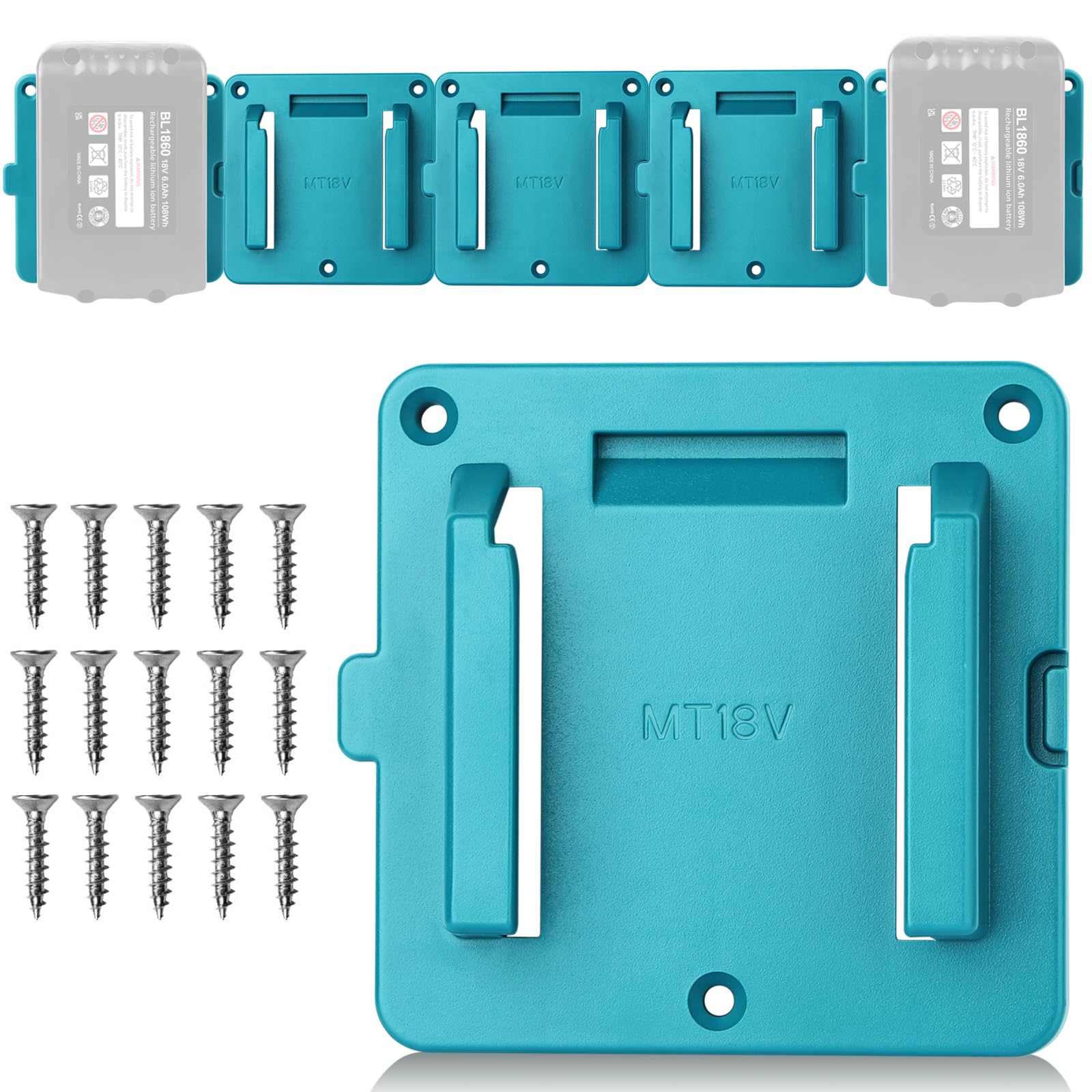 TenHutt 5Packs Battery Holders for Makita 18V Battery for Makita Battery Holder Wall Mount Fit with BL1860 BL1850 BL1840 BL1830(5 Pack)