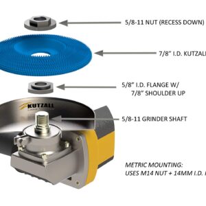 Kutzall Extreme Shaping Dish - Medium, 4-1⁄2" (114.3mm) Dia. X 7⁄8" (22.2mm) Bore - Woodworking Angle Grinder Attachment for DeWalt, Bosch, Milwaukee, Makita. Abrasive Tungsten Carbide, DW412X70