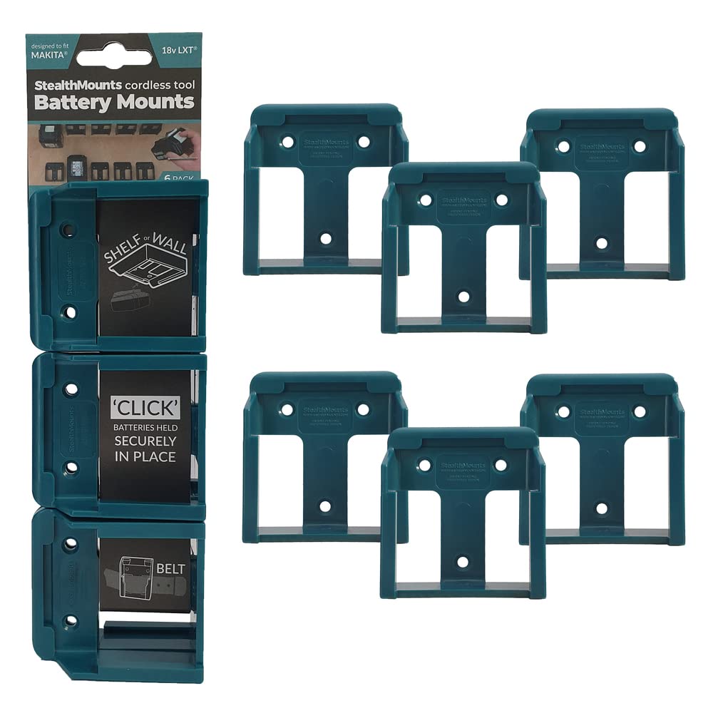 StealthMounts 18V Makita Battery Holder - 6 Pack | Makita Battery Mount | Makita Battery Storage | Makita 18v Battery Holder | Makita Battery Holder Wall Mount | Makita 18V Battery Holder | Made in UK