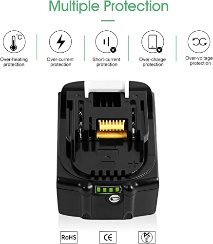 Jialitt BL1860 6.0Ah Replacement Lithium-ion Battery for Makita 18V Battery BL1850B BL1850 BL1830 BL1840 BL1860 LXT Cordless Power Tools W/LED Indicator (2 Pack)