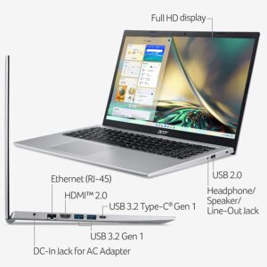 acer 2023 Newest Aspire 5 Slim 15.6"" FHD Laptop, 11th Gen Intel Core i3-1115G4(Up to 4.1GHz,Beat i5-7200U), 8GB DDR4 RAM, 128GB SSD+500GB HDD, WiFi 6, USB-C, Webcam, HDMI, Windows 11S+JVQ MP, Silver