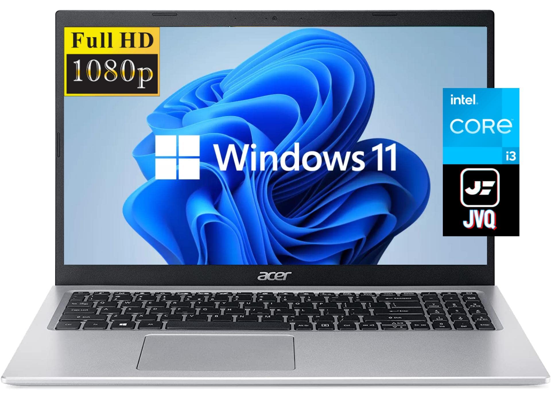 acer 2023 Newest Aspire 5 Slim 15.6"" FHD Laptop, 11th Gen Intel Core i3-1115G4(Up to 4.1GHz,Beat i5-7200U), 8GB DDR4 RAM, 128GB SSD+500GB HDD, WiFi 6, USB-C, Webcam, HDMI, Windows 11S+JVQ MP, Silver