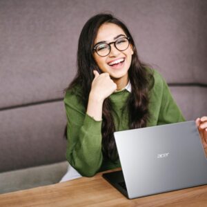 acer Aspire Slim Laptop, 15.6" Full HD Display, Intel Celeron N4500 Processor, 8GB DDR4 Memory, 384GB Storage, WiFi 5, Microsoft 365 1-Year Subscription, Windows 11 Home in S Mode，Silver, JVQ MP