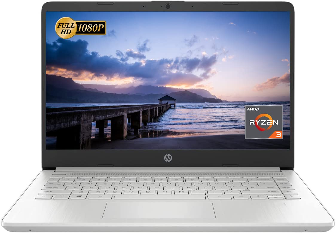 HP 14 Laptop, 14" FHD Display, AMD Ryzen 3 3250U Processor, 16GB DDR4 RAM, 512GB PCIe SSD, USB Type-C, Wi-Fi, Webcam, HDMI, Windows 11 Home, Silver