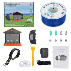 COVONO Wired Electric Dog Fence, Underground/Aboveground Pet Containment System (650Ft Wire, Waterproof & Rechargeable Collar, Shock/Tone Correction, Support 1 Dog)