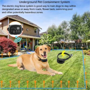 Electric Dog Fence,Aboveground Underground Pet Containment System,Covers up to 3/4 Acre,with Waterproof/Rechargeable Training Collar,Shock/Tone Correction,for 123 Dogs(650 Feet Wire),for3dogs