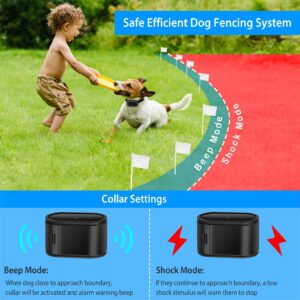 KOCASO Electric Dog Fence System, Covers up to 1.2 Acre, for Dogs Over 4 lb, 2 Ajustable Waterproof Collar with 984 Feet Wire,Suitable for Small, Medium, Large Dogs (Black 2) (with 2 Collars)