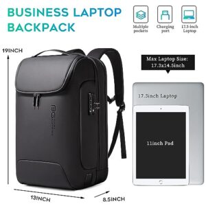 BANGE Men's Anti-Theft Backpack,Waterproof Fashion Travel Backpacks,High Tech Backpack with USB3.0 Charging Port,Business Laptop Backpack Fits 17.3 Inch Notebook…, Medium, Black(3 Pockets)