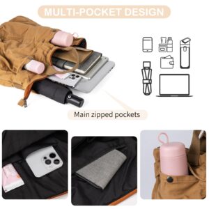 ecosmile Canvas Backpack for Women Travel Backpack for Men Vintage Bookbag Style for Casual Daypack Backpacks (Brown-A)