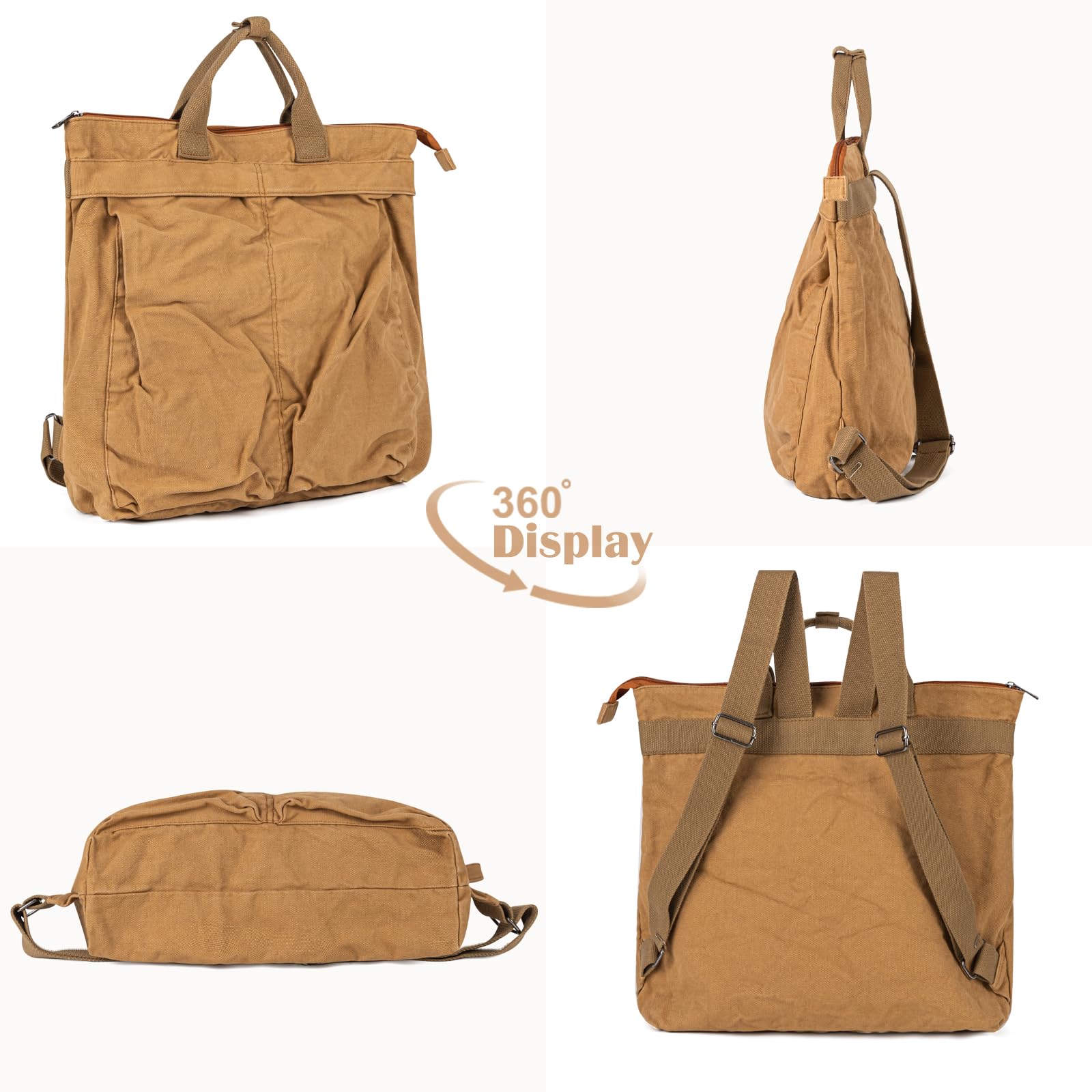 ecosmile Canvas Backpack for Women Travel Backpack for Men Vintage Bookbag Style for Casual Daypack Backpacks (Brown-A)