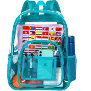 clear backpack, transparent bookbag heavy duty see through backpacks for men - oil blue