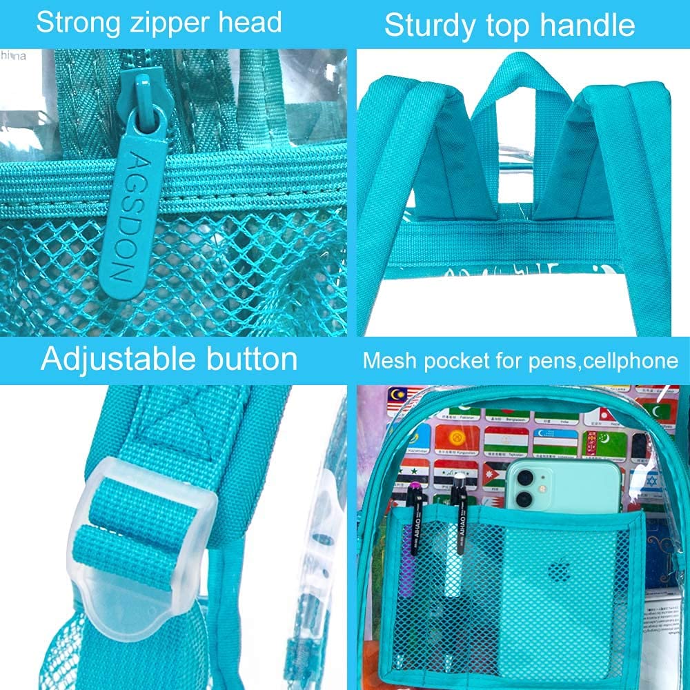 Clear Backpack, Transparent Bookbag Heavy Duty See Through Backpacks for Men - Oil Blue