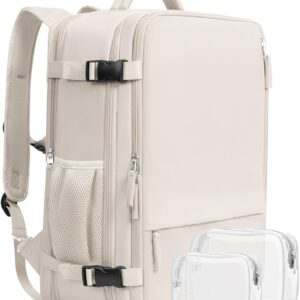 Travel Backpack, Large Carry On Backpack, Personal Item Travel Bag, Airline Approved 17.3 Inch Laptop Backpack,College Weekender Business Hiking Bag, Beige