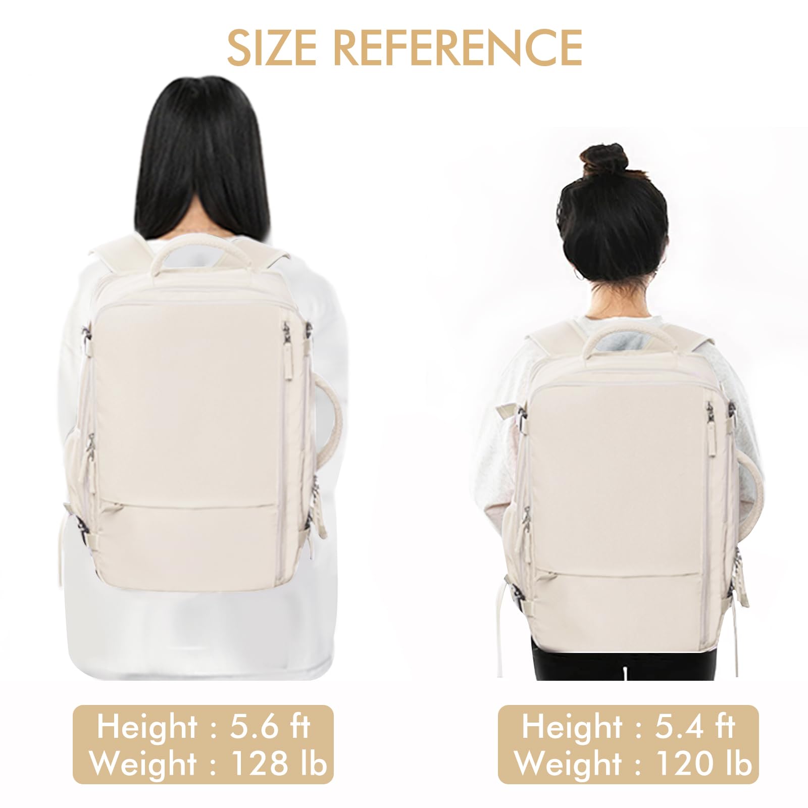 Travel Backpack, Large Carry On Backpack, Personal Item Travel Bag, Airline Approved 17.3 Inch Laptop Backpack,College Weekender Business Hiking Bag, Beige