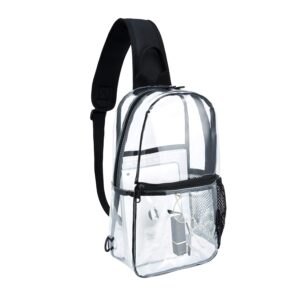 CLEKEGBAG Clear Sling Backpack – Transparent Crossbody Bag for Men, Clear Concert Approved Bag, See Through Plastic, Clear One Strap Backpack small - [13.5x8]