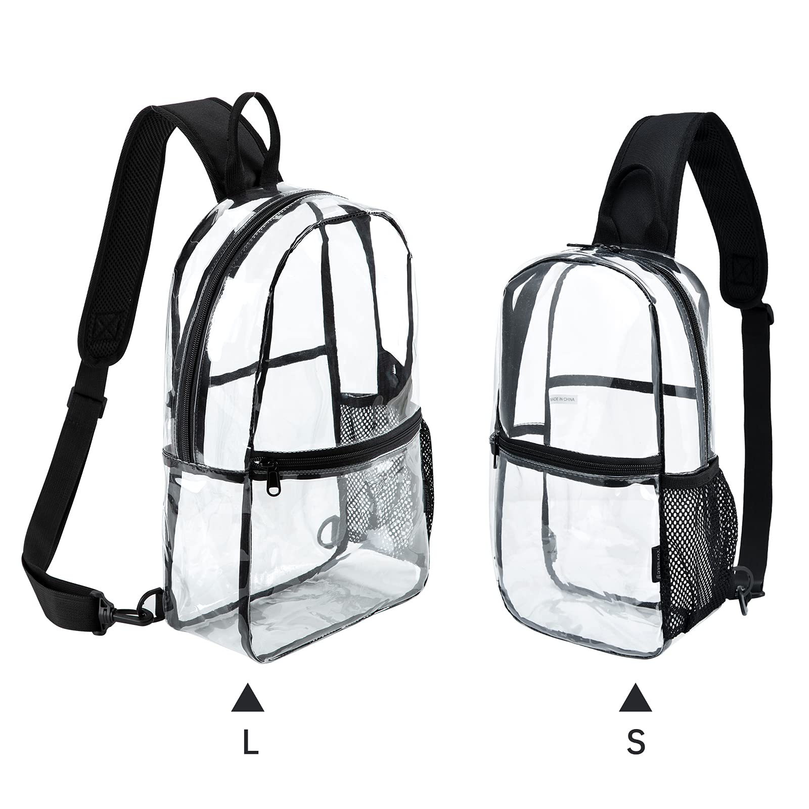 CLEKEGBAG Clear Sling Backpack – Transparent Crossbody Bag for Men, Clear Concert Approved Bag, See Through Plastic, Clear One Strap Backpack small - [13.5x8]