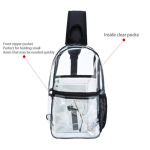 CLEKEGBAG Clear Sling Backpack – Transparent Crossbody Bag for Men, Clear Concert Approved Bag, See Through Plastic, Clear One Strap Backpack small - [13.5x8]