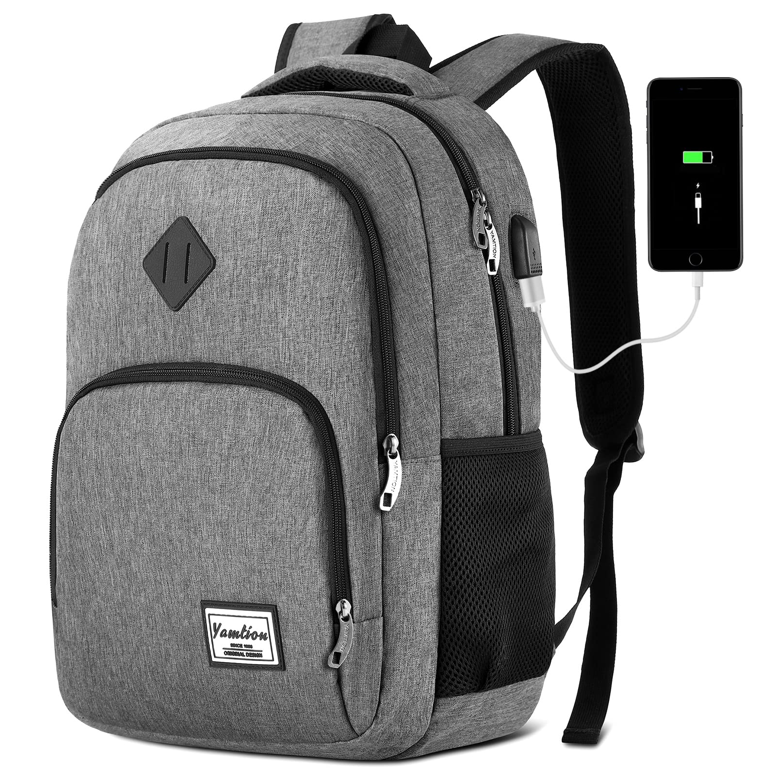 YAMTION 17.3 Inch Travel Backpack for Men and Women,School Bookbag for Teenager,Business Laptop Bookbag with USB Charging port for Business Work College Travel Trip