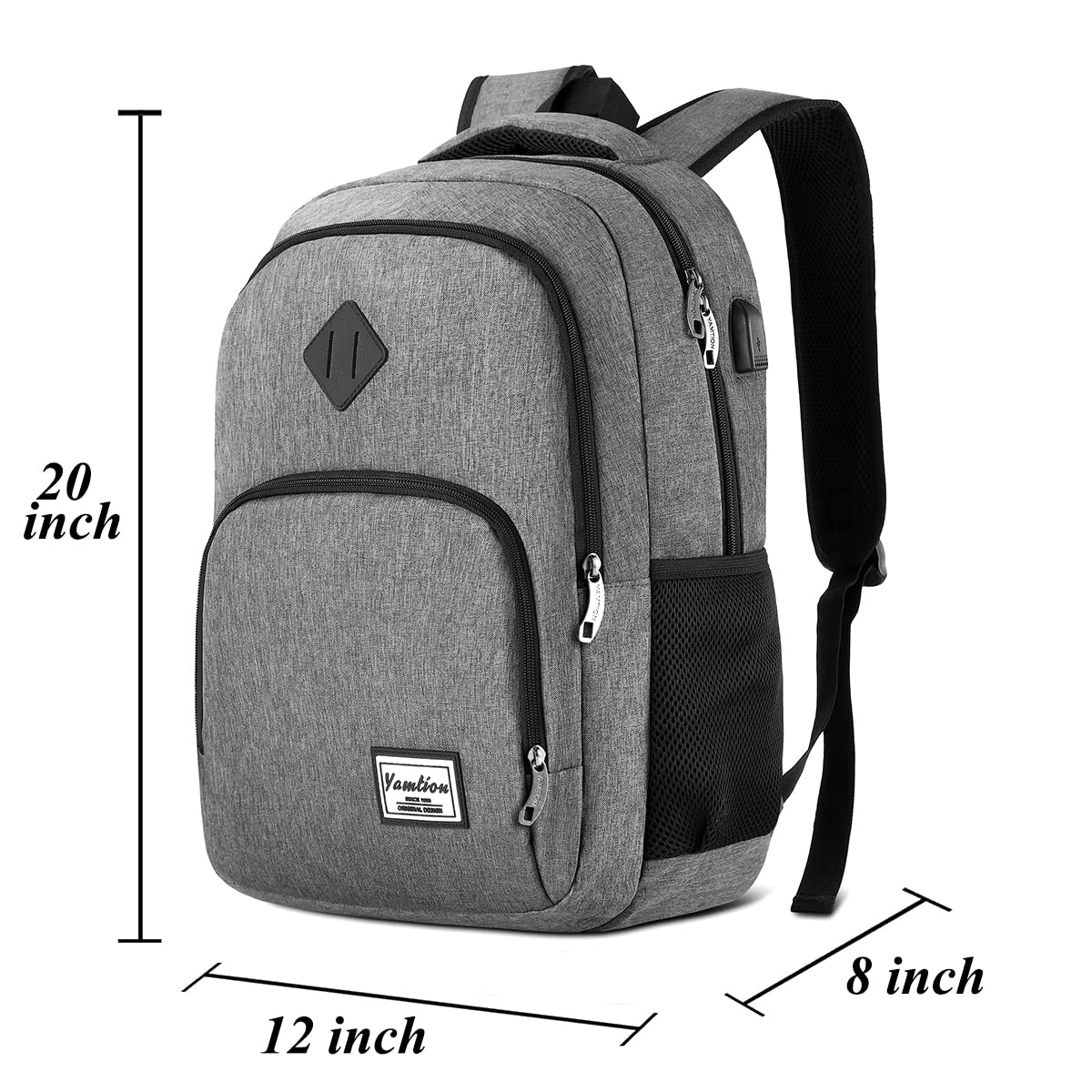 YAMTION 17.3 Inch Travel Backpack for Men and Women,School Bookbag for Teenager,Business Laptop Bookbag with USB Charging port for Business Work College Travel Trip