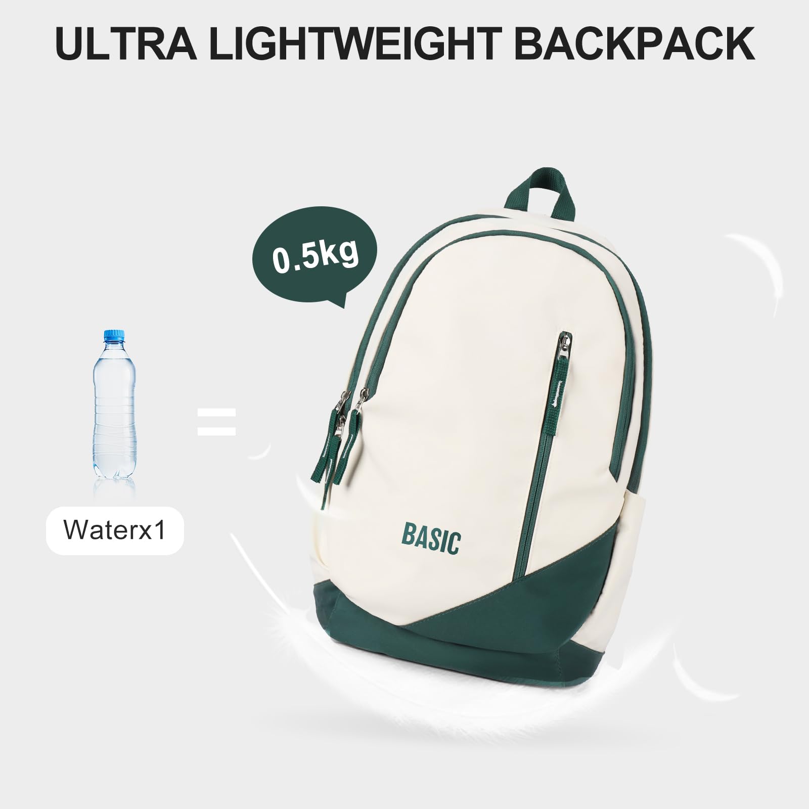 weradar Lightweight Cute Travel Bookbags For Teens Girls,Aesthetic Students Backpack,Simple High School Bag Boys,Casual Daypack College Backpack For Women&Men(White)