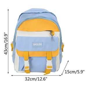 Outdoor Backpack for Men Men and Women Adult Colorblock Nylon Backpack Fashion Backpack Lightweight (Blue, One Size)