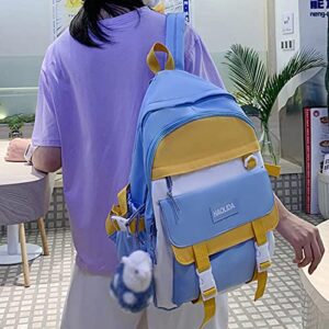 Outdoor Backpack for Men Men and Women Adult Colorblock Nylon Backpack Fashion Backpack Lightweight (Blue, One Size)