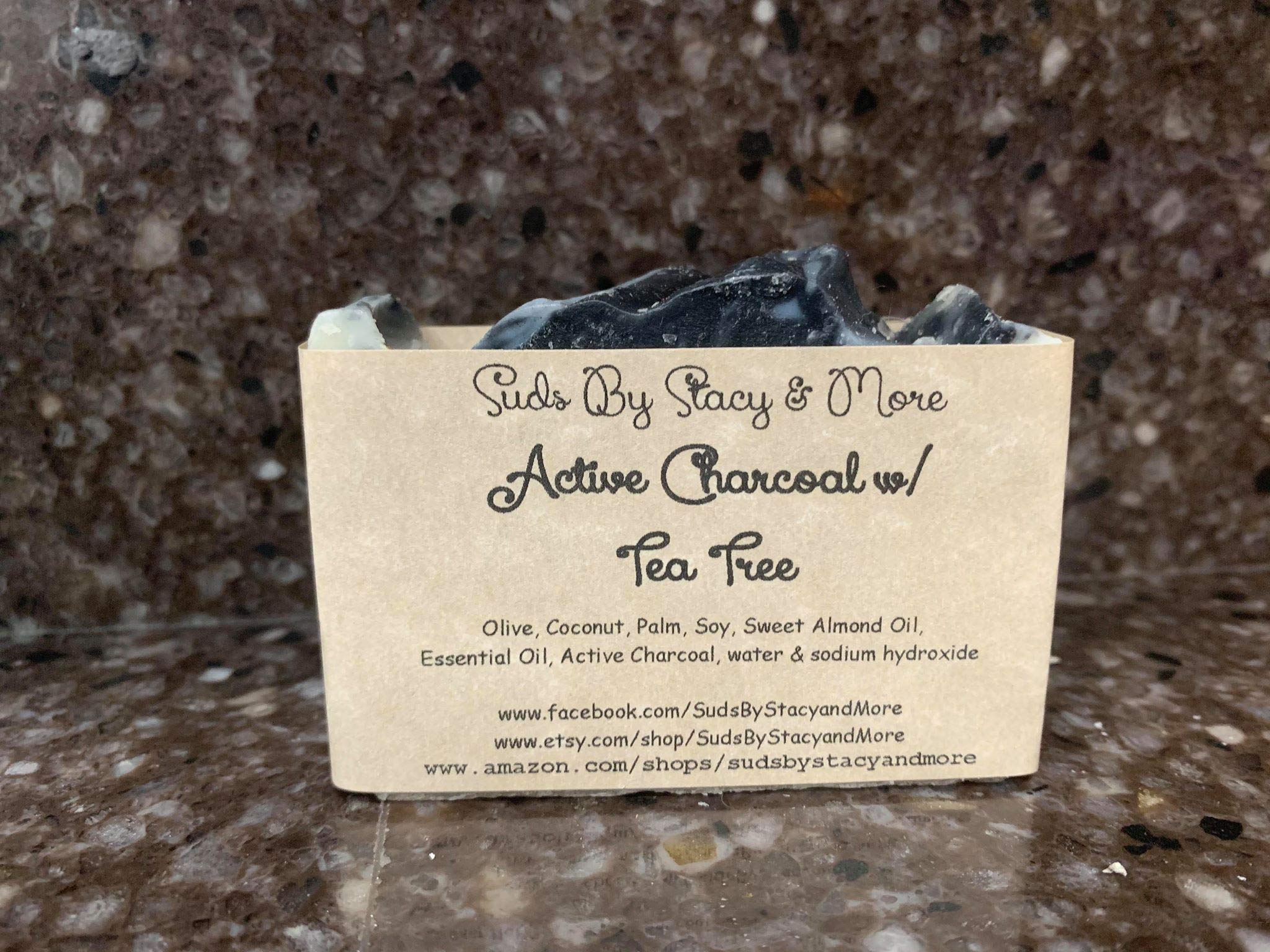 Suds By Stacy and More Active Charcoal and Tea Tree Oil Homemade Soap Bar (One 4 oz bar)