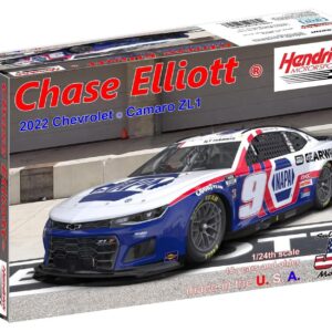 Salvinos J R Model 1/24 NASCAR 2022 Camaro ZL1 Hendrik Motorsport Chase Elliott Patriot Color Plastic Model SJMHMC2022CEC Molded Color