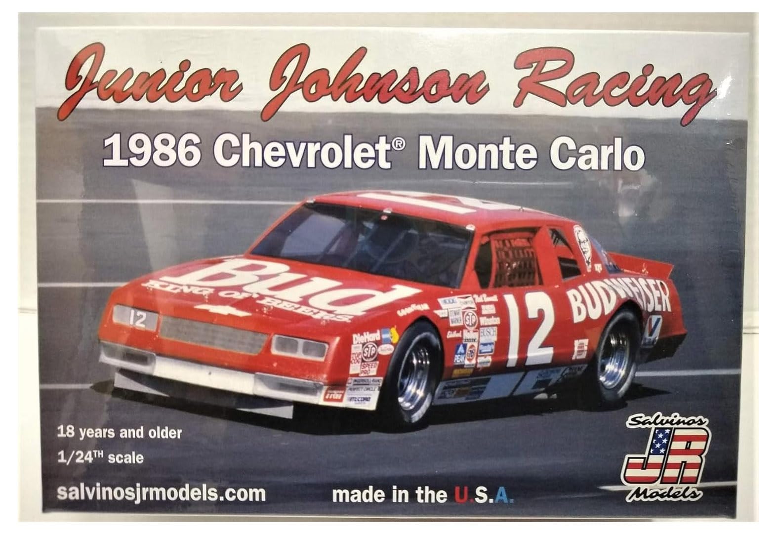 Salvinos JR Models JJMC1986NB Junior Johnson Racing 1986 Monte Carlo 1:24 Scale Plastic Model Kit - Requires Assembly, SJMJJMC1986NB