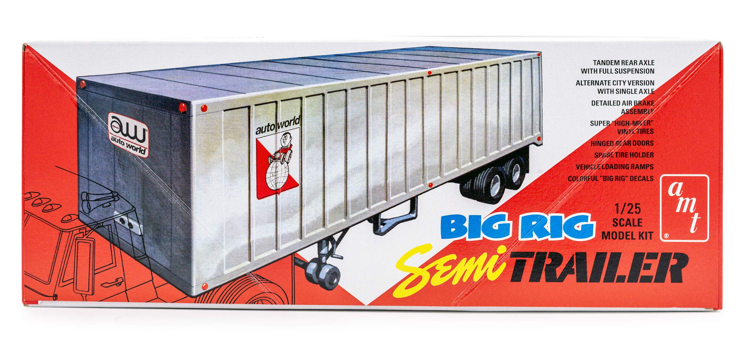 AMT Big Rig Semi-Trailer - 1/25 Scale Model Truck Kit - Buildable Hauler for Kids and Adults (AMT1164)