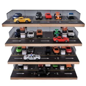 kivcmds 1/64 Scale 4-Tiers Diecast Model Car Display Case for Lego Vehicles Hot Wheels Nascar Diorama Scene Parking Lot