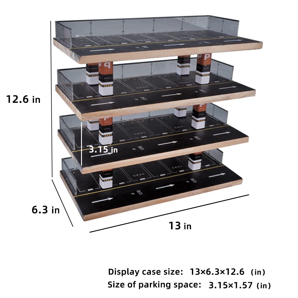 kivcmds 1/64 Scale 4-Tiers Diecast Model Car Display Case for Lego Vehicles Hot Wheels Nascar Diorama Scene Parking Lot