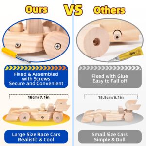 Atoylink DIY Wooden Cars Crafts for Kids Easy Assemble & Paint Your Own Race Cars 3 Pack Model Car Kits Woodworking Arts and Crafts for Boys Girls Gifts