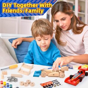 Atoylink DIY Wooden Cars Crafts for Kids Easy Assemble & Paint Your Own Race Cars 3 Pack Model Car Kits Woodworking Arts and Crafts for Boys Girls Gifts